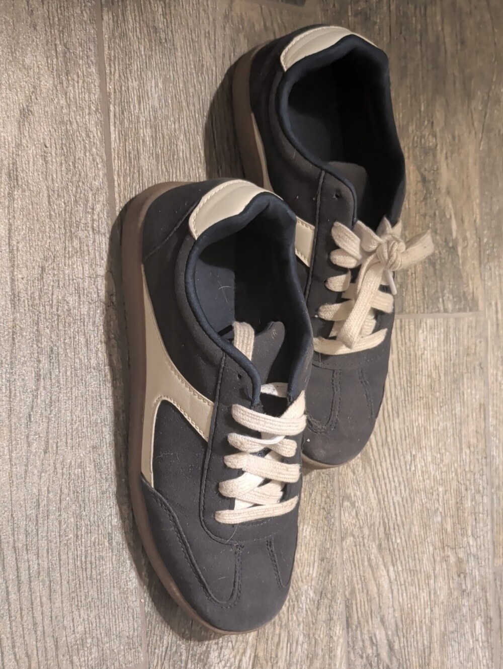 NOBO Navy and Cream Lace-Up Athletic Sneakers